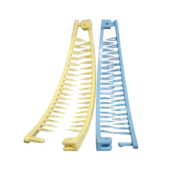 80s Bannana Clips Barrette set of 2 Yellow and Blue - Picture 2 of 7